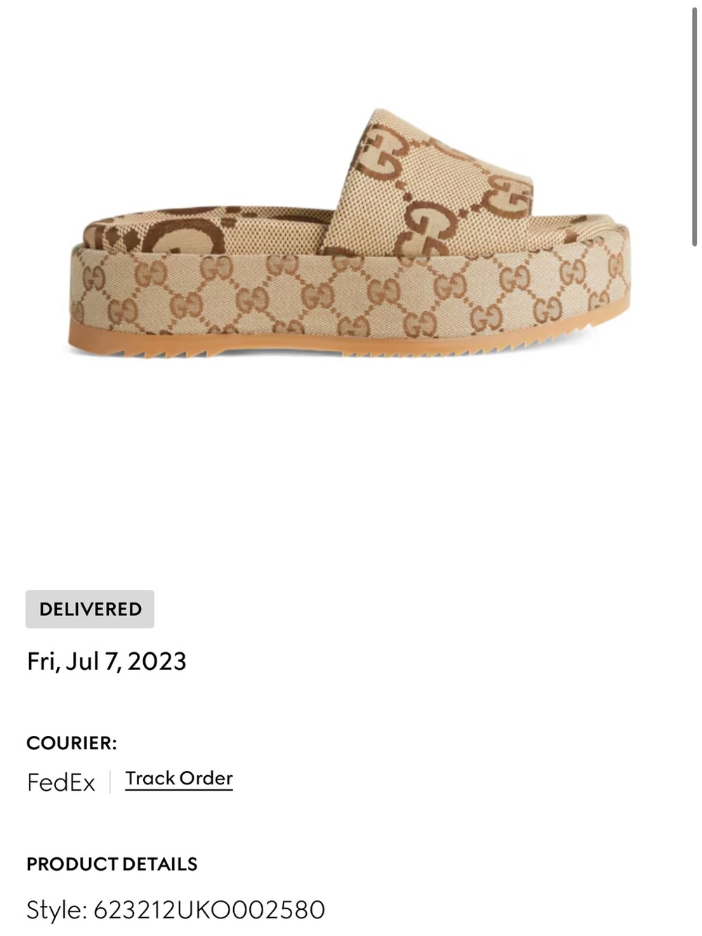 Gucci Beige GG Canvas Platform Slide Sandals for Kids